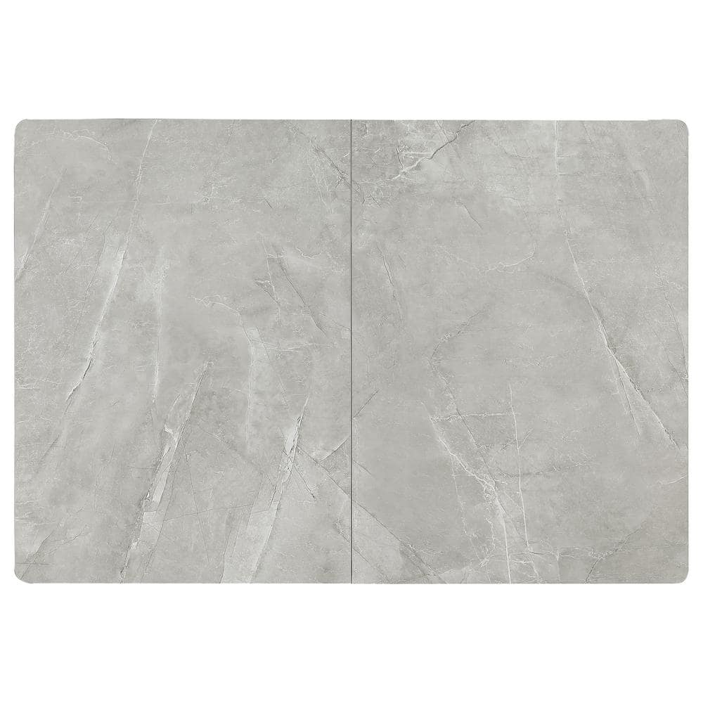 Mina Rectangular Extendable Gray Ceramic and Black Dining Table