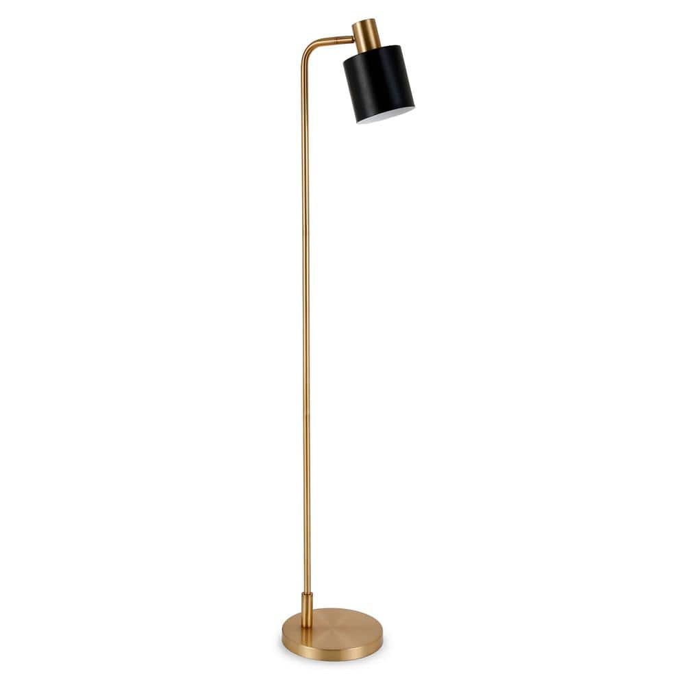 Meyer&Cross Thew 65 in. Brass Floor Lamp with Black Shade