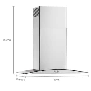 30 in. 400 CFM Curved Glass Wall-Mount Canopy Range Hood with light in Stainless Steel