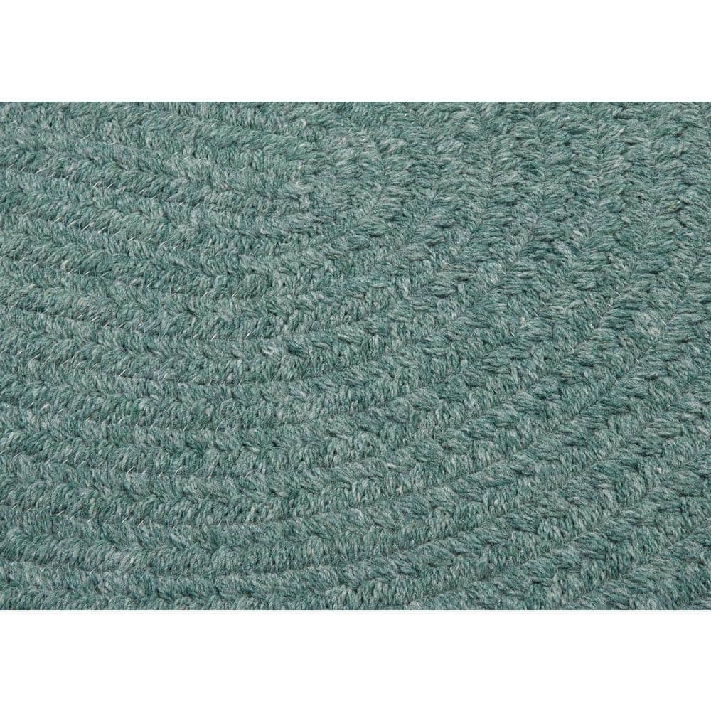 Teal Oval Braided Wool and Synthetic Runner Rug 2'x6'
