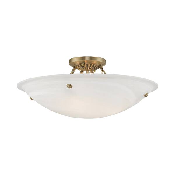 Livex Lighting Oasis 4 Light Antique Brass Semi Flush Mount 4275