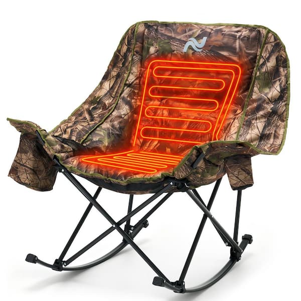 BOZTIY Heated Camping Rocking Chair with Cooler Bag Portable