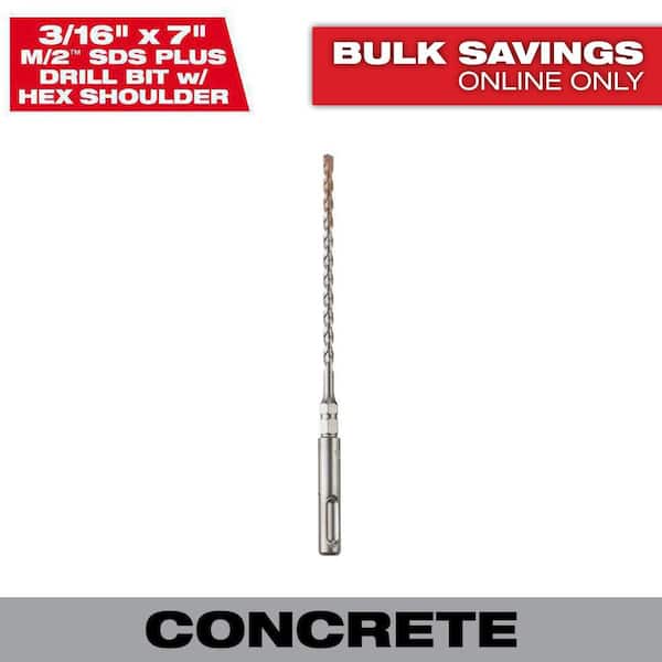 3/16 in. x 7 in. 2-Cutter SDS-PLUS Carbide Drill Bit with 1/4 in. Hex Shoulder