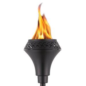 65 in. Black Metal Torch Large Flame Island King Easy Install
