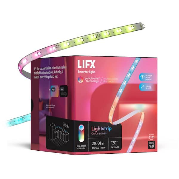 120 in. Smart Multi-Color RGB+W Wi-Fi Plug-In LED Strip Light Kit, Works with Alexa/Hey Google/HomeKit/Siri
