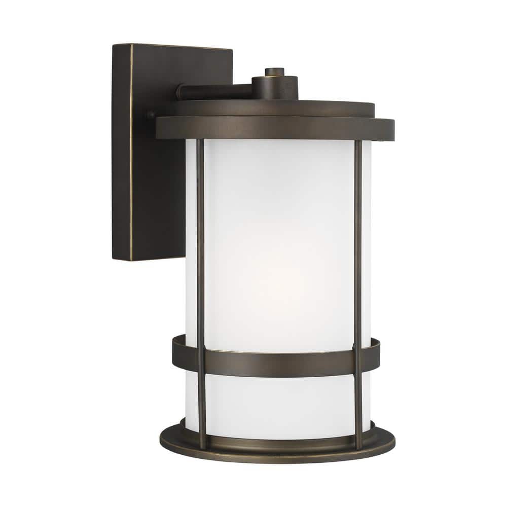 Antique Bronze Outdoor Wall Lantern with Frosted Glass Shade