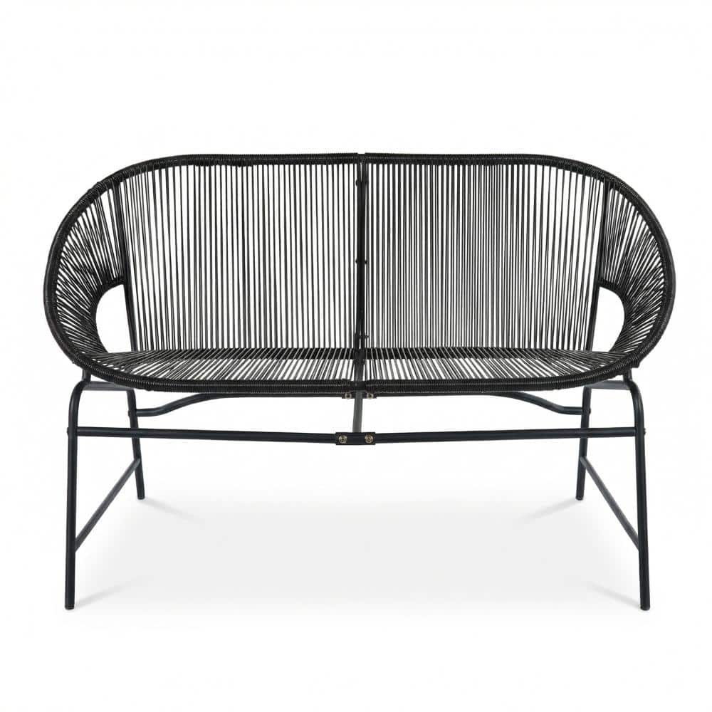 Metal Outdoor wicker 2-Person Lounge Chair Black PE Rattan & Iron Frame price history on PriceWatchPro