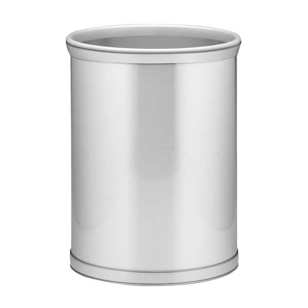 Mylar 13 Qt. Brushed Chrome Oval Waste Basket