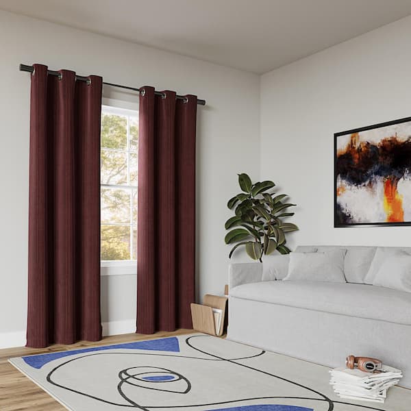 Sun Zero Cascade Pleated Velvet Wine Red Polyester 40 in. W x 96 in. L  Grommet Blackout Curtain (Single Panel) 62161 - The Home Depot