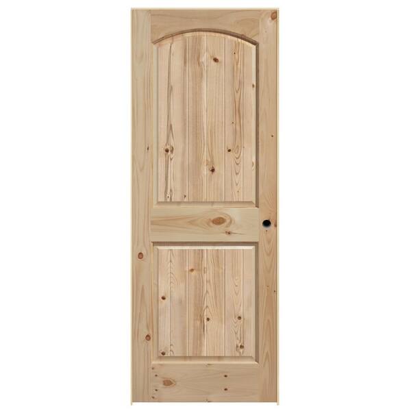 Masonite 28 in. x 80 in. 2 Panel Right-Handed Unfinished Wood Solid Core Single Prehung Interior Door 4-9/16 in. Flat Jamb