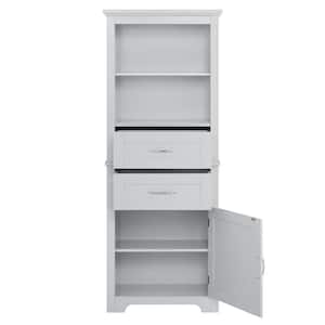 23.63 in. W x 11.82 in. D x 60 in. H Bathroom Storage Cabinets with Doors and Open Shelves in Gray