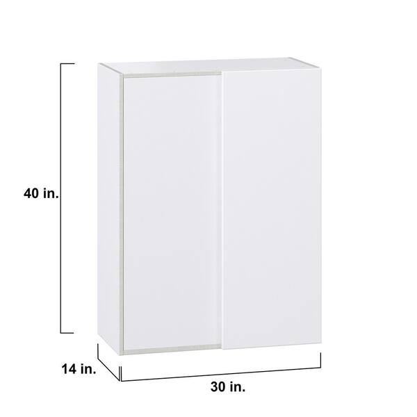 J COLLECTION Fairhope Bright White Slab Assembled Wall Kitchen Cabinet (30 in. W x 35 in. H x 14 in. D)
