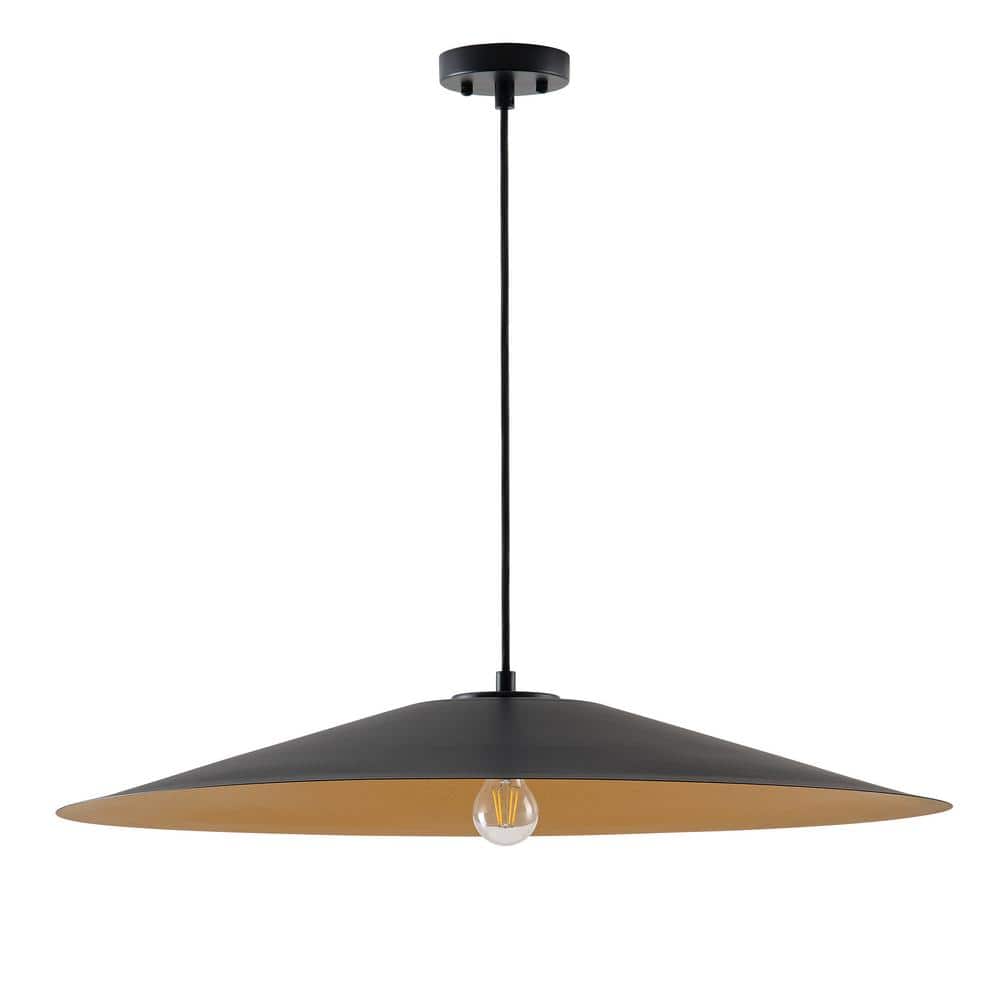 Farmhouse 31.5 in. 1-Light Black Pendant Light Oversized Kitchen Island Lig