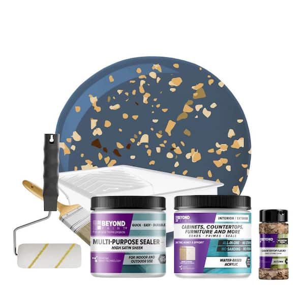 BEYOND PAINT Deep Blue Flat Countertop Kit and Autumn Flecks