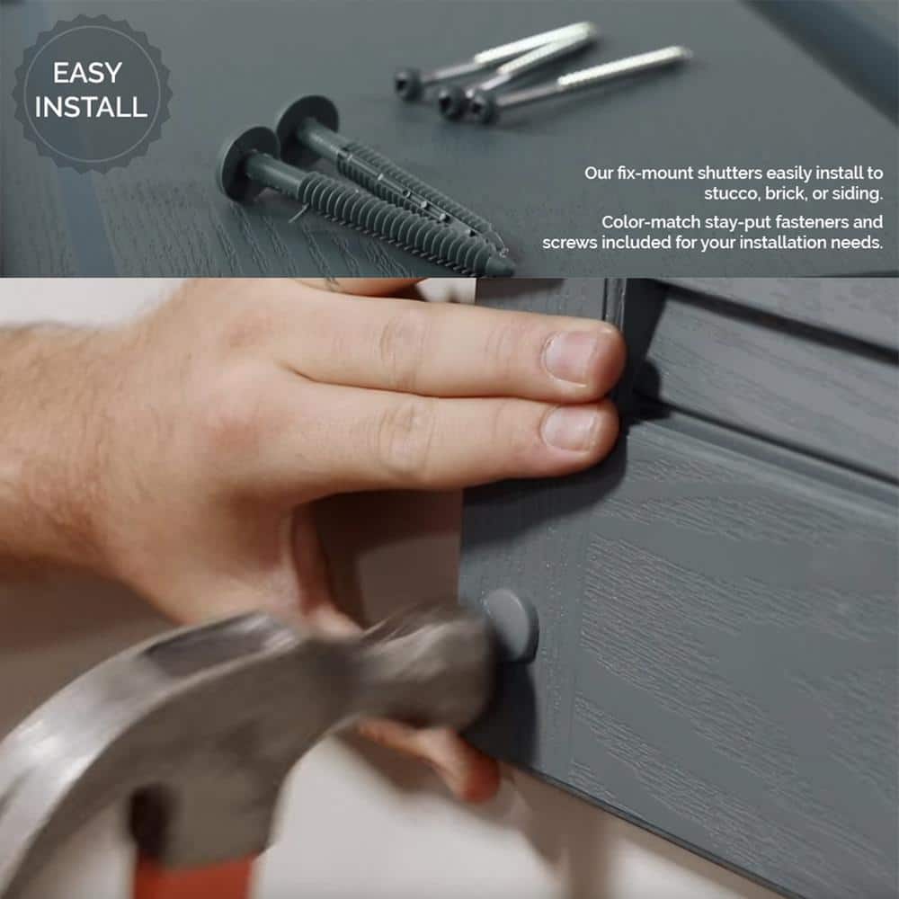 Black Vinyl Raised Panel Shutters with Matching Screws, 12"W x 43"H