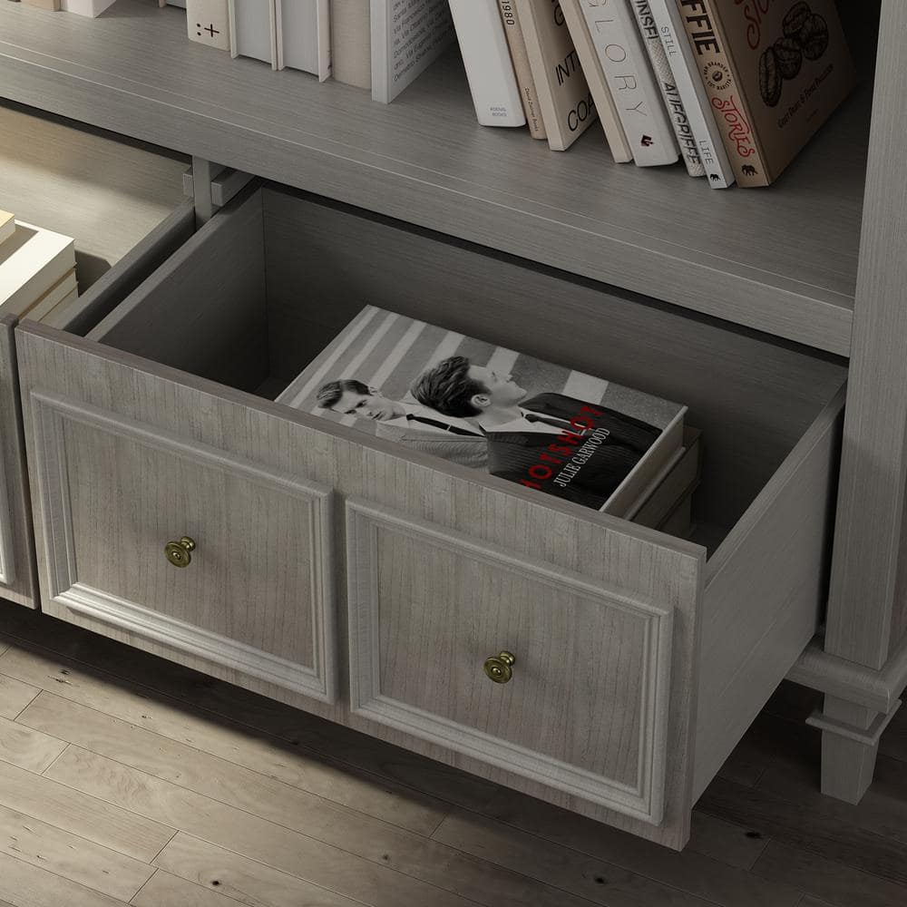Light Gray MDF 3-Tier Accent Cabinet with Drawers