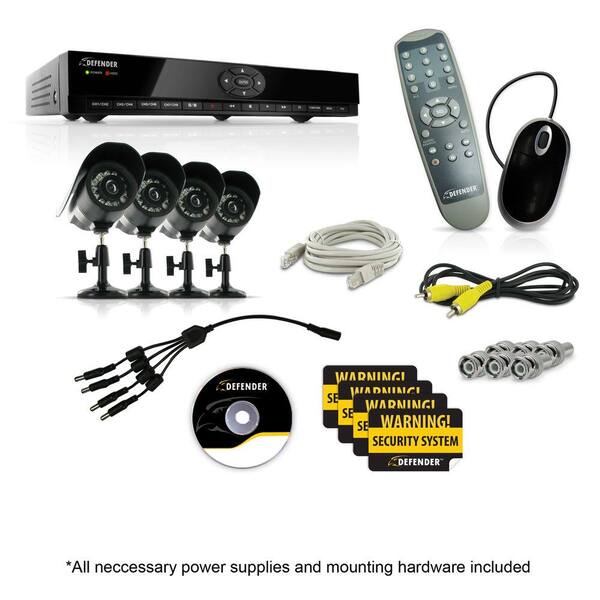 Defender 8 CH 500 GB Hard Drive Surveillance System with (4) 480 TVL Cameras-DISCONTINUED
