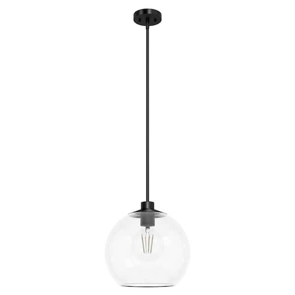 Hunter Xidane 60-Watt 1-Light Matte Black Island Pendant Light with Clear Glass Shade, No Bulb Included