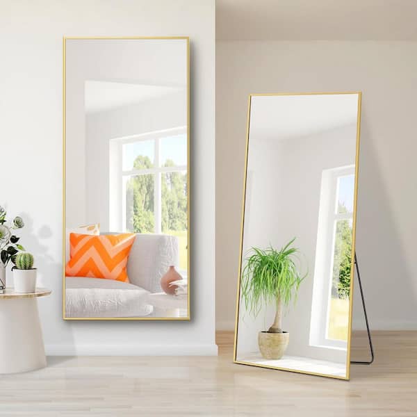 Unbranded 22 in. W x 65 in. H Gold Rectangle Full Length Mirror Aluminum Alloy Framed Full Body Mirror Wall Mirror