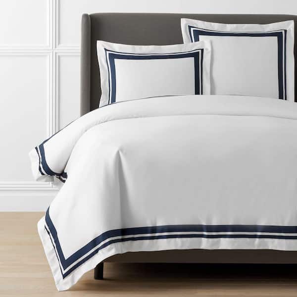 Legends Hotel Supima Double Border Navy Twin/Twin XL Wrinkle-Free Sateen Duvet Cover