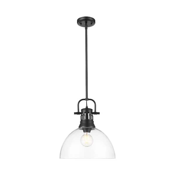 Golden Lighting Duncan 100-Watt 1-Light Matte Black Pendant Light with Glass Shade