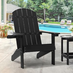 Recycled Plastic Weather Resistant Outdoor Patio Adirondack Chair in Black