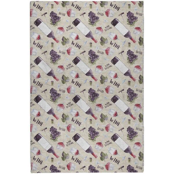 Dream Shag Premium Machine Washable Abstract ADS169 Ivory 8 ft. x 10 ft. Area Rug