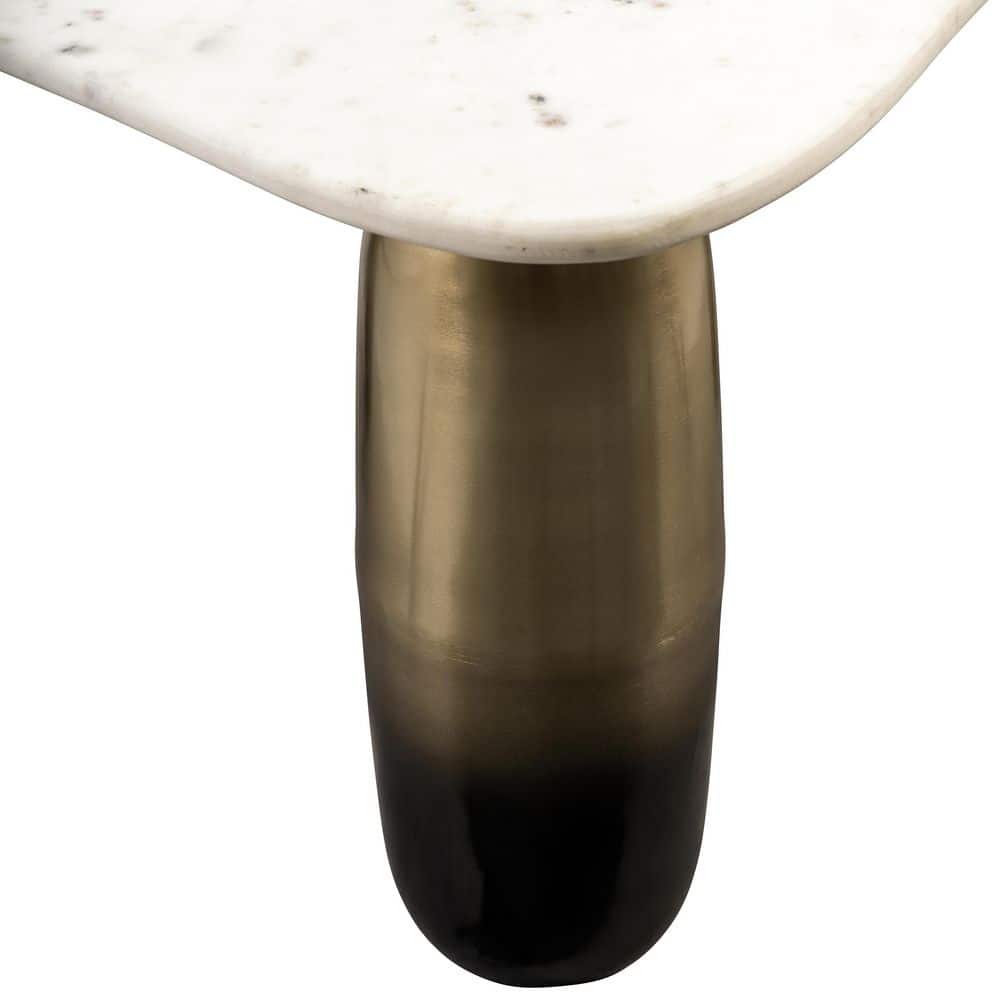 White Marble and Gold Metal Square Coffee Table