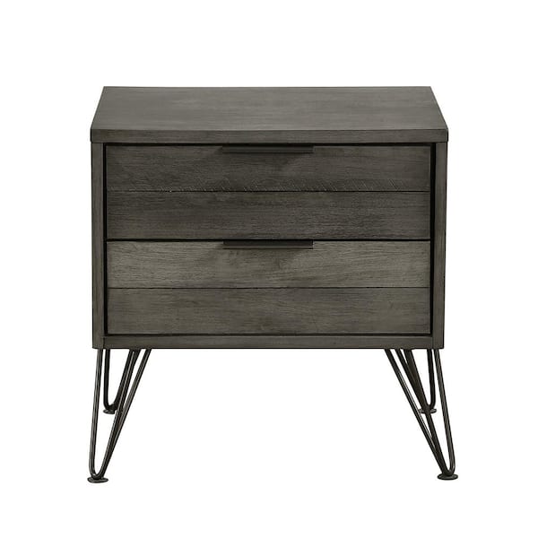 Lazzara Ella Martin 3-Tone Gray Finish 2-Drawer 23.75 in. W Nightstand