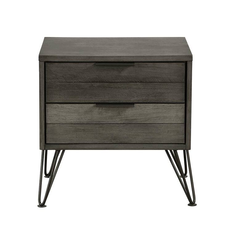 Lazzara Ella Martin 3-Tone Gray Finish 2-Drawer 23.75 in. W Nightstand