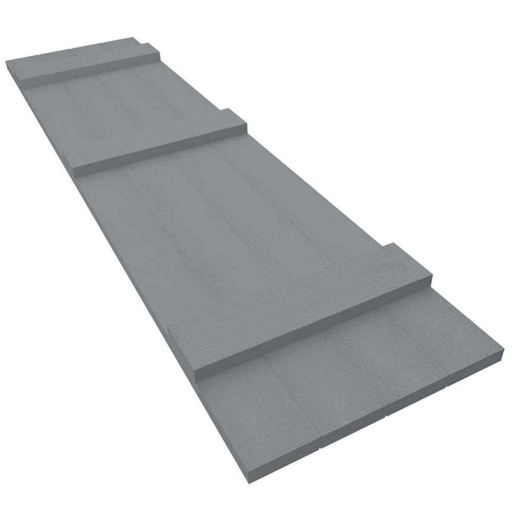 Platinum Gray Vinyl Board and Batten Decorative Shutters, 14" x 63"