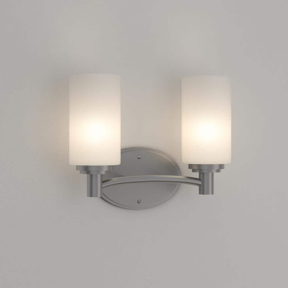 Elegant Brushed Nickel 2-Light Vanity Wall Sconce with Frosted Glass