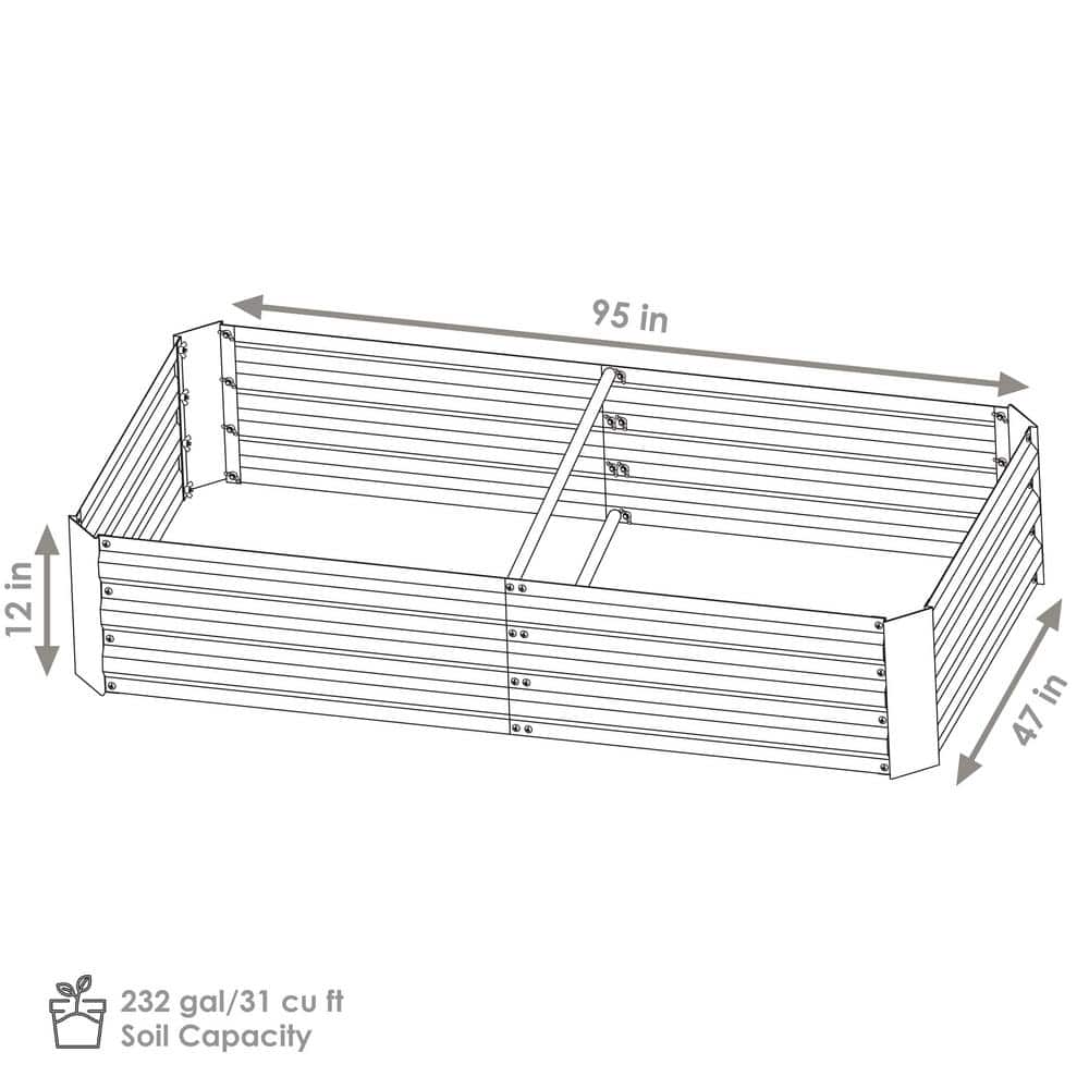 Gray Galvanized Steel 4' x 8' Raised Garden Bed
