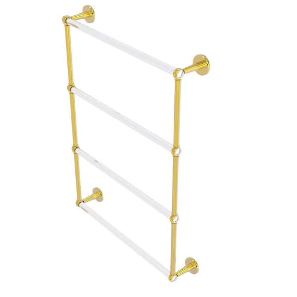 Allied Brass Clearview 4-Tier 24 in. Ladder Towel Bar with Twisted Accents in Polished Brass