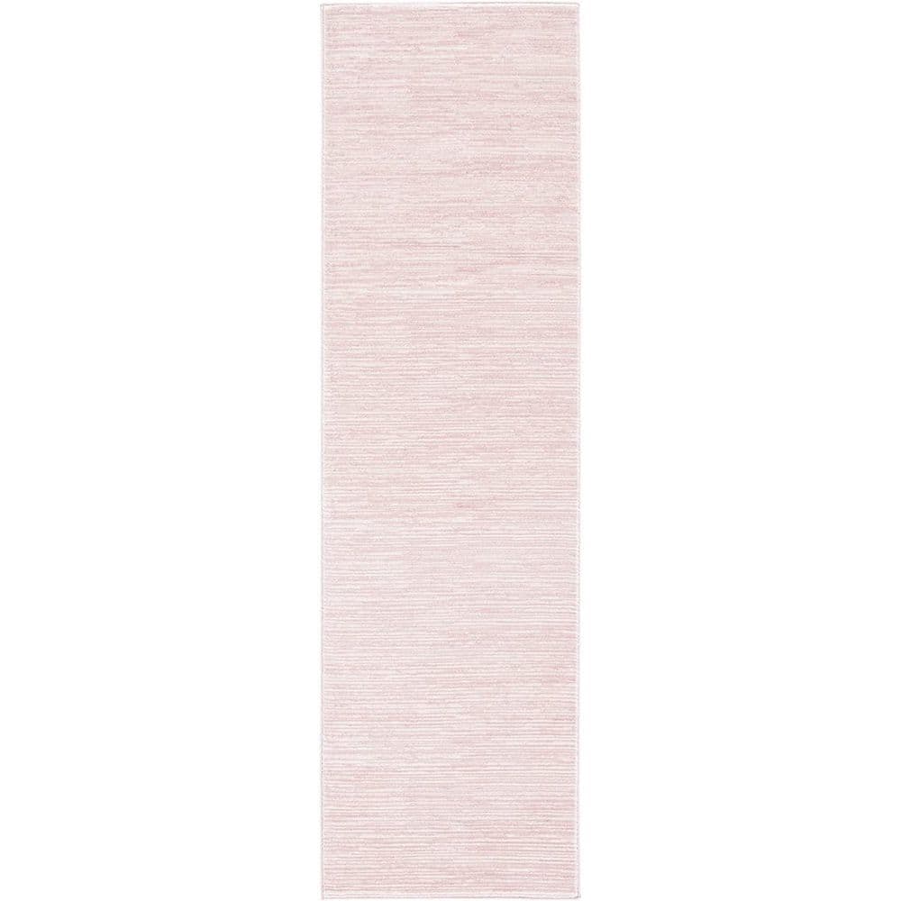 Pink Polypropylene 2 ft. 2 in. x 8 ft. Solid Color Indoor Runner Rug