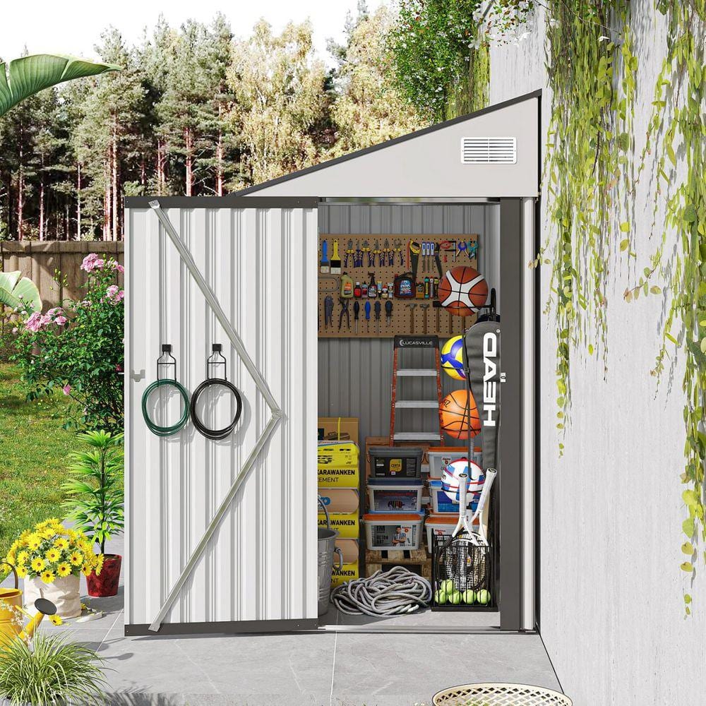 ToolCat 4 ft. W x 8 ft. D White Metal Storage Shed with Vents for