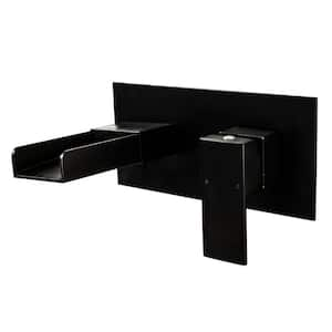 Waterfall Single-Handle Wall Mount Bathroom Faucet Roman Tub Faucet in. Matte Black