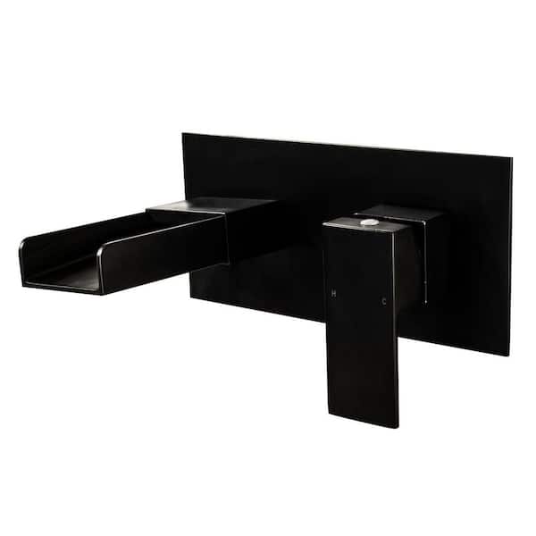 BWE Waterfall Single-Handle Wall Mount Bathroom Faucet Roman Tub Faucet in. Matte Black