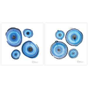 "Mineral Rings" FUnframed Free Floating Tempered Art Glass Abstract Wall Art Print 24 in. x 24 in. (Set of 2)