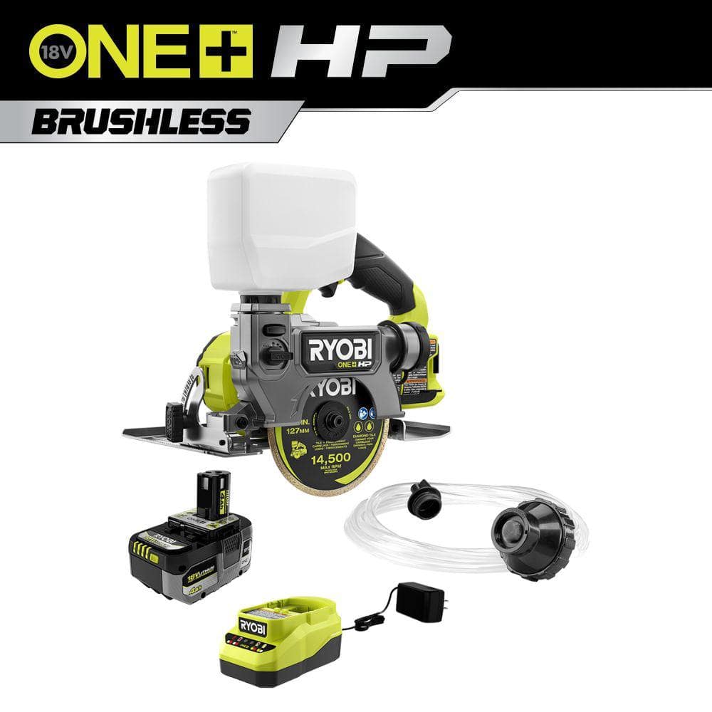 RYOBI ONE+ HP Handheld Wet/Dry Masonry Tile Saw with (1) 4.0Ah and Charger Kit PBLHTS01K The Home Depot