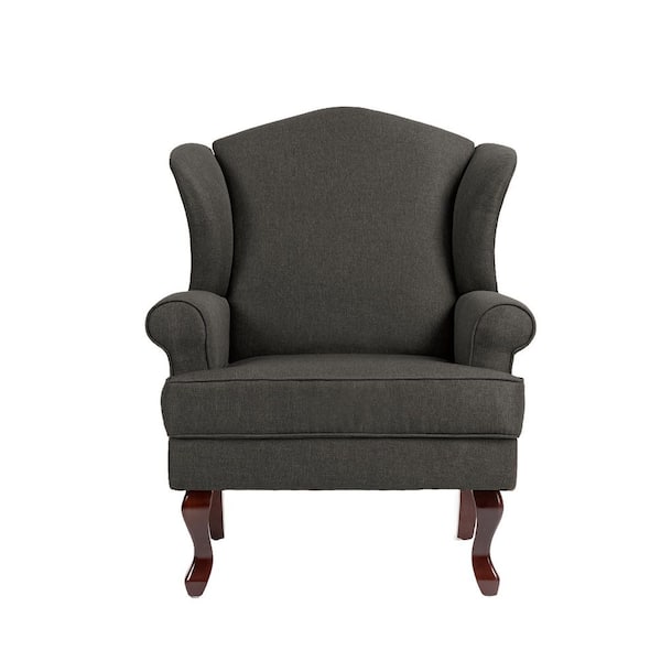 Uixe Mid-Century Retro Style Dark Gray Linen Upholstered Wingback