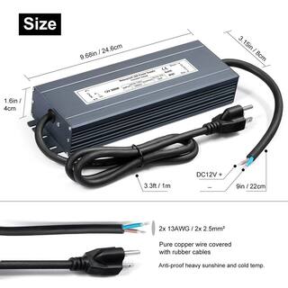 Driver LED Impermeabile IP67 200W: Trasformatore 90-130V AC A 12V CC 16.6A, Alimentatore Per Strisce LED E Luci Esterne