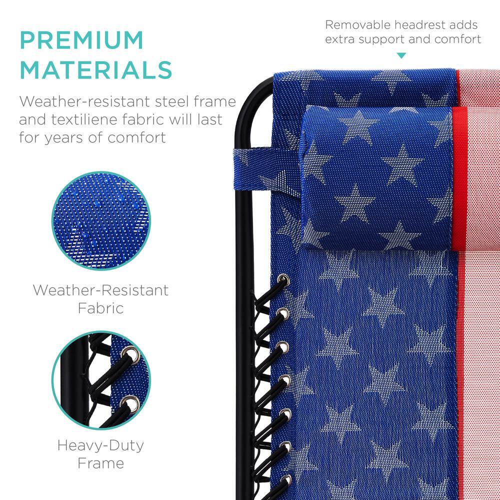 American Flag Zero Gravity Reclining Lounger with Cushions and Arms