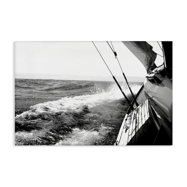 Stupell Industries Boat and Splashing Wake by Kyle Unframed Typography Graphic Art Print 30 in. x 45 in.