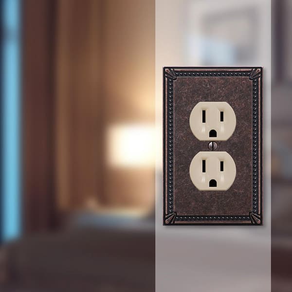 Imperial Bead 1 Gang Duplex Metal Wall Plate - Tumbled Aged Bronze