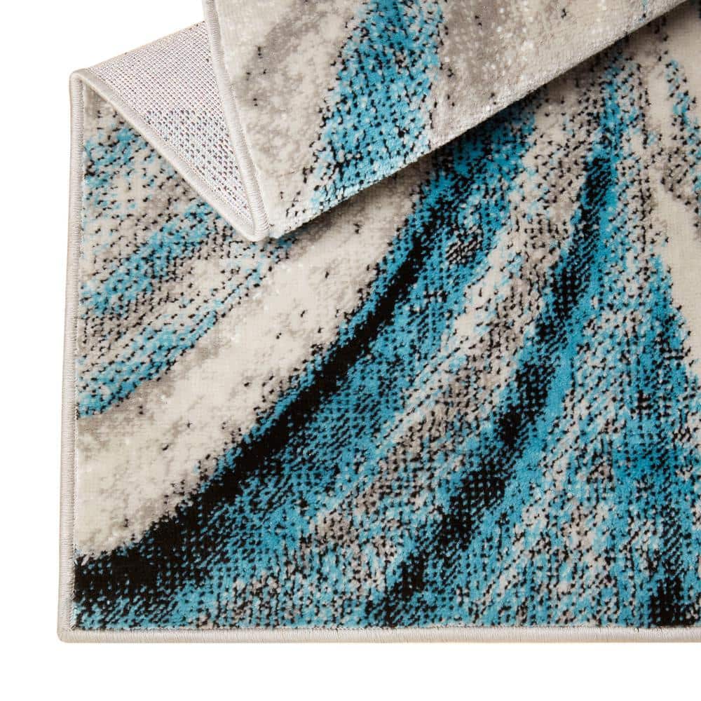 Boho Odette Blue and Gray Abstract 8' x 10' Tufted Area Rug