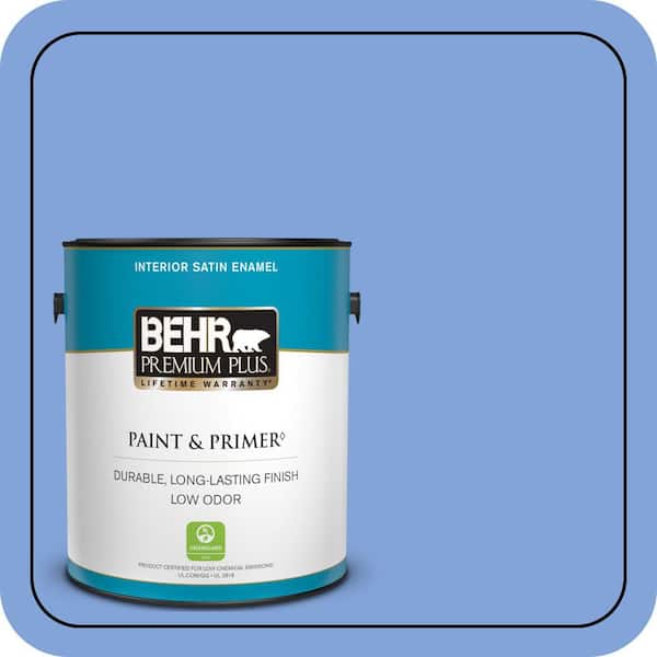 BEHR PREMIUM PLUS 1 gal. #P530-4 Periwinkle Satin Enamel Low Odor Interior Paint & Primer