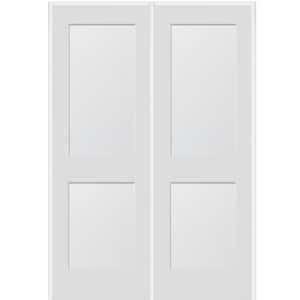 60 in. x 80 in. 2-Panel Flat Square Sticking Primed Composite Left Hand Solid Core MDF Double Prehung Interior Door