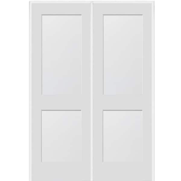 MMI DOOR 60 in. x 80 in. 2-Panel Flat Square Sticking Primed Composite Right Hand Solid Core MDF Double Prehung Interior Door