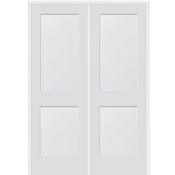 MMI Door 72 in. x 80 in. 2-Panel Flat Square Sticking Primed Composite Right Hand Solid Core MDF Double Prehung Interior Door